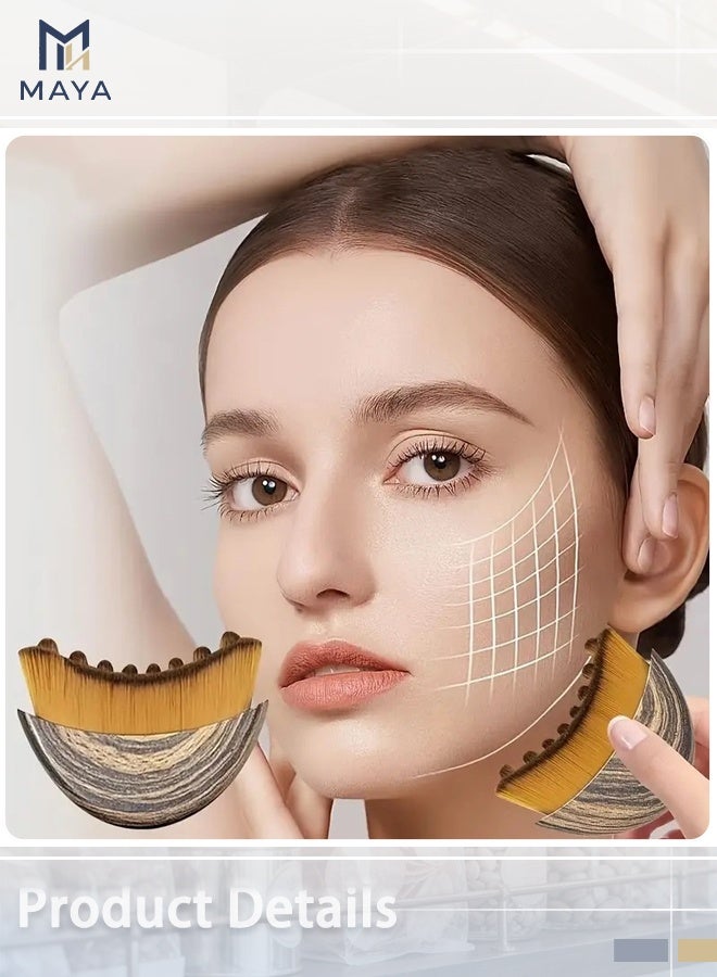 مايا فرشاة تحديد ملامح الوجه اللمفاوية، فرشاة تنظيف الوجه الجافة، مدلك تصريف لمفاوي للوجه والذقن وخط الفك، مصممة هندسياً لتناسب البشرة بدقة وتخفف التعب (فرشاة + غطاء) - Image 2